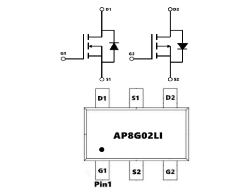 永源微AP8G02LI线充发射端N+P MOS SOT23-6L