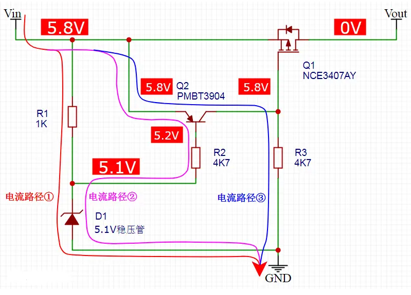 用mos管设计过流和短路保护电路