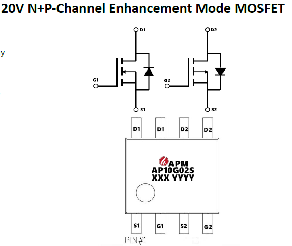 无线充电N+PMOS永源微AP10G02LI（SOT23-6L）