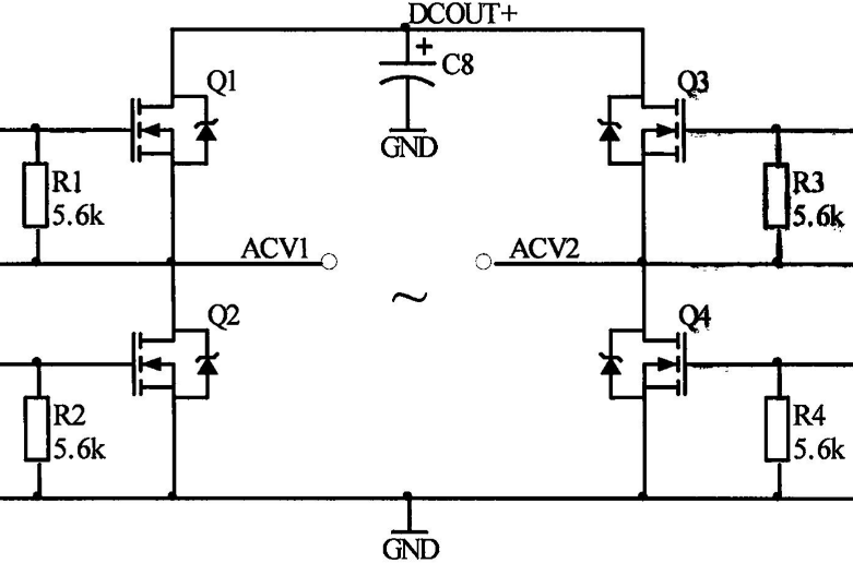 4个mos管全桥整流电路 4个mos管全桥整流电路